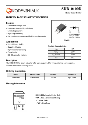 SDB10100D Datasheet PDF Kodenshi Auk Co., LTD