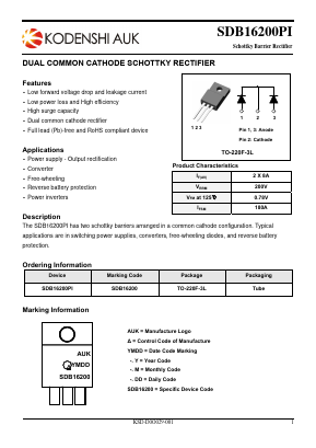 SDB16200PI Datasheet PDF Kodenshi Auk Co., LTD