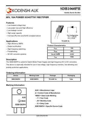 SDB1060PH-1 Datasheet PDF Kodenshi Auk Co., LTD