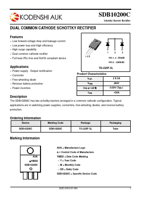 SDB10200C Datasheet PDF Kodenshi Auk Co., LTD