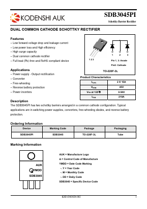 SDB3045PI Datasheet PDF Kodenshi Auk Co., LTD