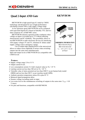 KK74VHC08 Datasheet PDF Kodenshi Auk Co., LTD