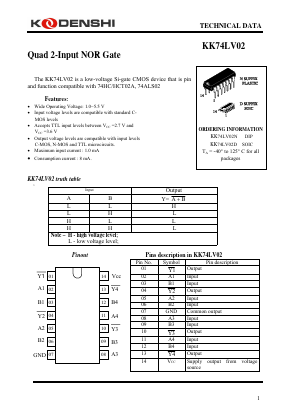 KK74LV02D Datasheet PDF Kodenshi Auk Co., LTD