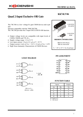 KK74LV86N Datasheet PDF Kodenshi Auk Co., LTD