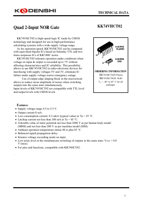 KK74VHCT02 Datasheet PDF Kodenshi Auk Co., LTD