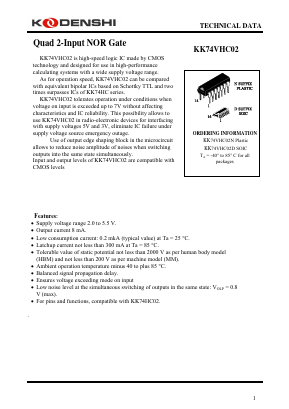 KK74VHC02 Datasheet PDF Kodenshi Auk Co., LTD