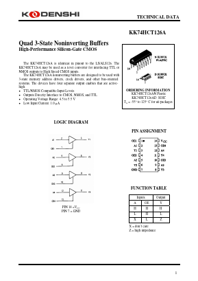 KK74HCT126AN Datasheet PDF Kodenshi Auk Co., LTD