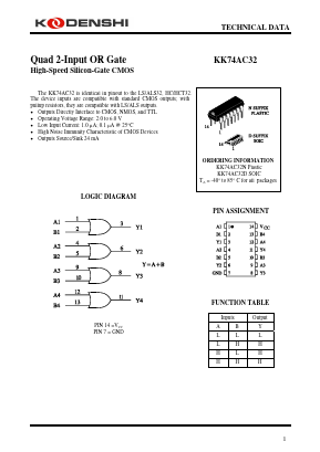 KK74AC32 Datasheet PDF Kodenshi Auk Co., LTD