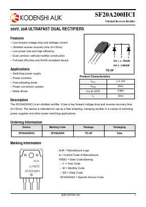 SF20A200H Datasheet PDF Kodenshi Auk Co., LTD