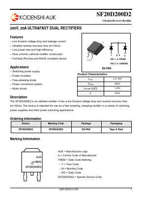SF20D200D2 Datasheet PDF Kodenshi Auk Co., LTD