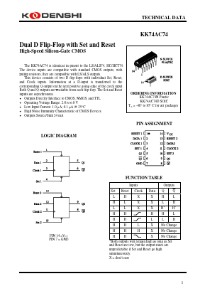 KK74AC74 Datasheet PDF Kodenshi Auk Co., LTD