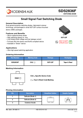 SDS2836F Datasheet PDF Kodenshi Auk Co., LTD