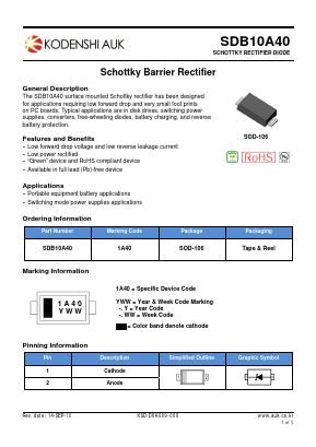 SDB10A40 Datasheet PDF Kodenshi Auk Co., LTD