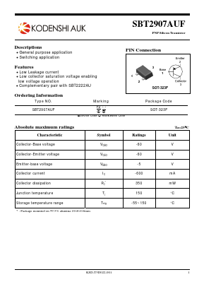 SBT2907AUF Datasheet PDF Kodenshi Auk Co., LTD