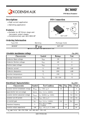 BC808F Datasheet PDF Kodenshi Auk Co., LTD