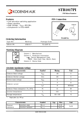 STB1017PI Datasheet PDF Kodenshi Auk Co., LTD