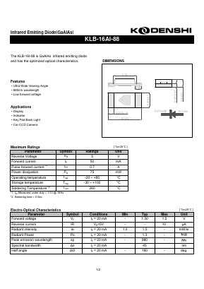 KLB-16AI-88 Datasheet PDF Kodenshi Auk Co., LTD