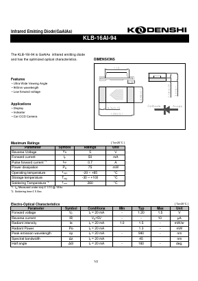 KLB-16AI-94 Datasheet PDF Kodenshi Auk Co., LTD