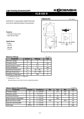 KLB-520R Datasheet PDF Kodenshi Auk Co., LTD