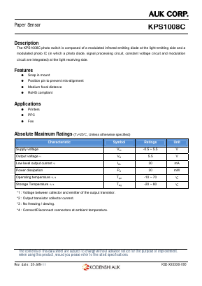 KPS1008C Datasheet PDF Kodenshi Auk Co., LTD