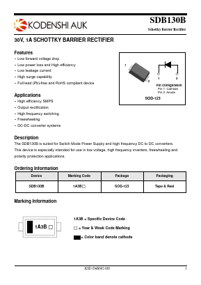 SDB130B Datasheet PDF Kodenshi Auk Co., LTD