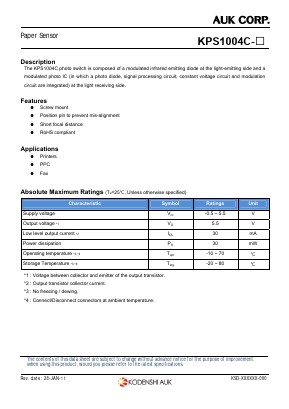 KPS1004C Datasheet PDF Kodenshi Auk Co., LTD