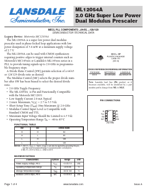 MC12054AD Datasheet PDF LANSDALE Semiconductor Inc.
