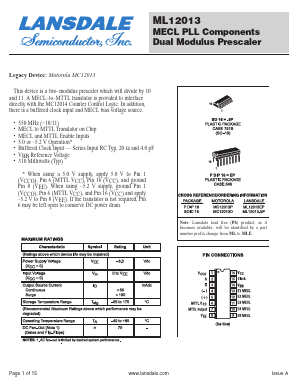 ML12013EP Datasheet PDF LANSDALE Semiconductor Inc.
