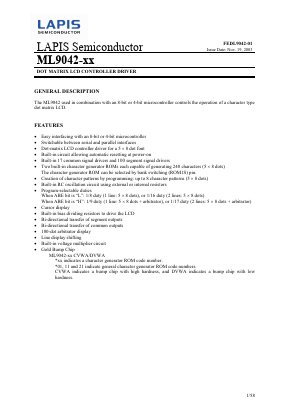 ML9042 Datasheet PDF LAPIS Semiconductor Co., Ltd.