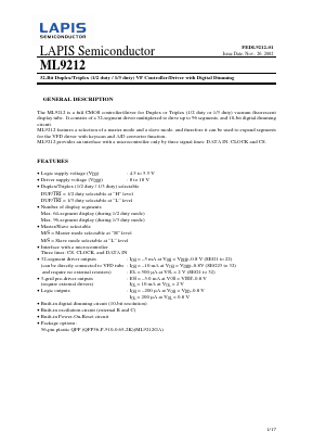 ML9212 Datasheet PDF LAPIS Semiconductor Co., Ltd.