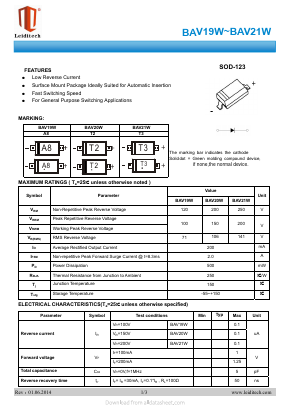 BAV19W Datasheet PDF Shanghai Leiditech Electronic Technology Co., Ltd