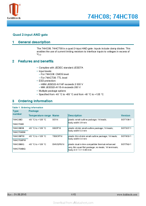 74HC08 Datasheet PDF Shanghai Leiditech Electronic Technology Co., Ltd