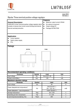 LM78L05F Datasheet PDF Shanghai Leiditech Electronic Technology Co., Ltd