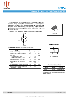 BSS84 Datasheet PDF Shanghai Leiditech Electronic Technology Co., Ltd