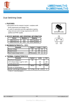 LMBD7000LT3G Datasheet PDF Shanghai Leiditech Electronic Technology Co., Ltd