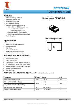 SD2471P6W Datasheet PDF Shanghai Leiditech Electronic Technology Co., Ltd