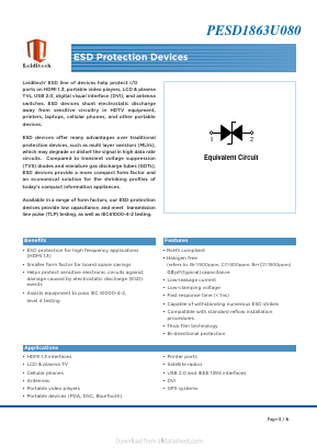 PESD1863U080 Datasheet PDF Shanghai Leiditech Electronic Technology Co., Ltd