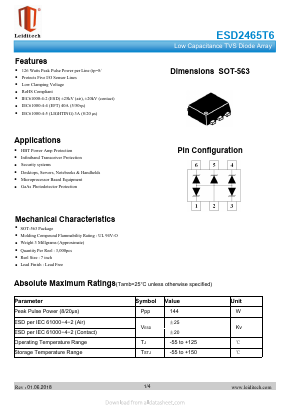 ESD2465T6 Datasheet PDF Shanghai Leiditech Electronic Technology Co., Ltd