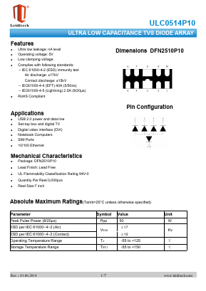 ULC0514P10 Datasheet PDF Shanghai Leiditech Electronic Technology Co., Ltd