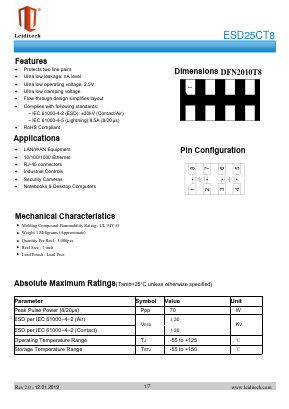 ESD25CT8 Datasheet PDF Shanghai Leiditech Electronic Technology Co., Ltd