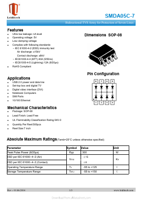 SMDA05C-7 Datasheet PDF Shanghai Leiditech Electronic Technology Co., Ltd