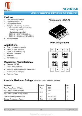 SLVU2.8-8 Datasheet PDF Shanghai Leiditech Electronic Technology Co., Ltd