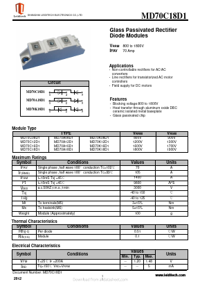 MD70K12D1 Datasheet PDF Shanghai Leiditech Electronic Technology Co., Ltd