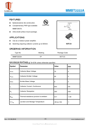 MMBT2222A Datasheet PDF Shanghai Leiditech Electronic Technology Co., Ltd