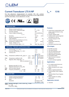 LTS6-NP Datasheet PDF LEM Industrial