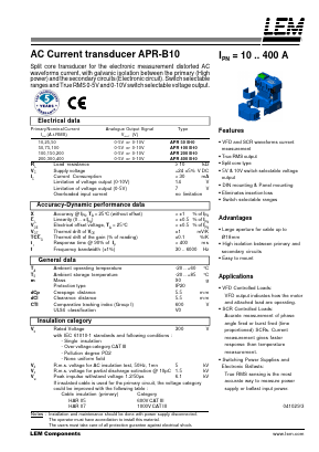 APR-B10 Datasheet PDF LEM Industrial