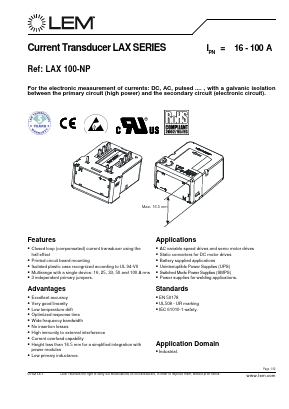 LAX100-NP Datasheet PDF LEM Industrial