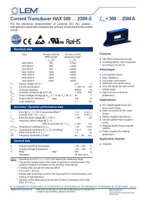 HAX2000-S Datasheet PDF LEM Industrial