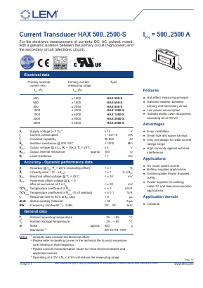 HAX2000-S Datasheet PDF LEM Industrial