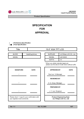 LM150X05 Datasheet PDF LG